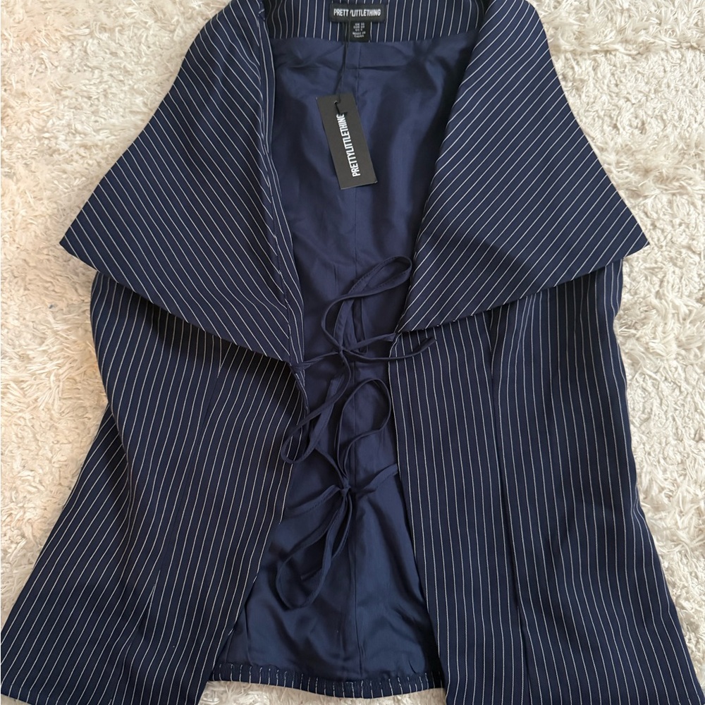 PrettyLittleThing Navy Pinstripe Vest